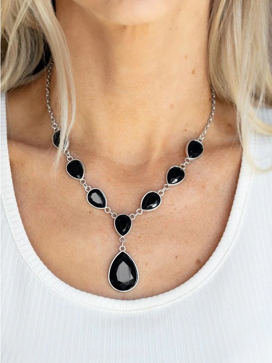 paparazzi Jewelry - Party Paradise- Black Teardrop Statement Necklace & Earrings Set